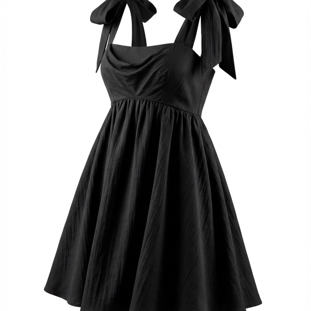 Forever 21 Black Mini Dress with Bow Straps